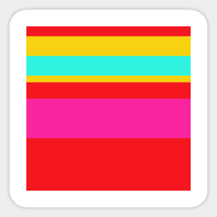A lovely concoction of Cherry Red, Persian Rose, Metallic Yellow and Fluorescent Blue stripes. Sticker